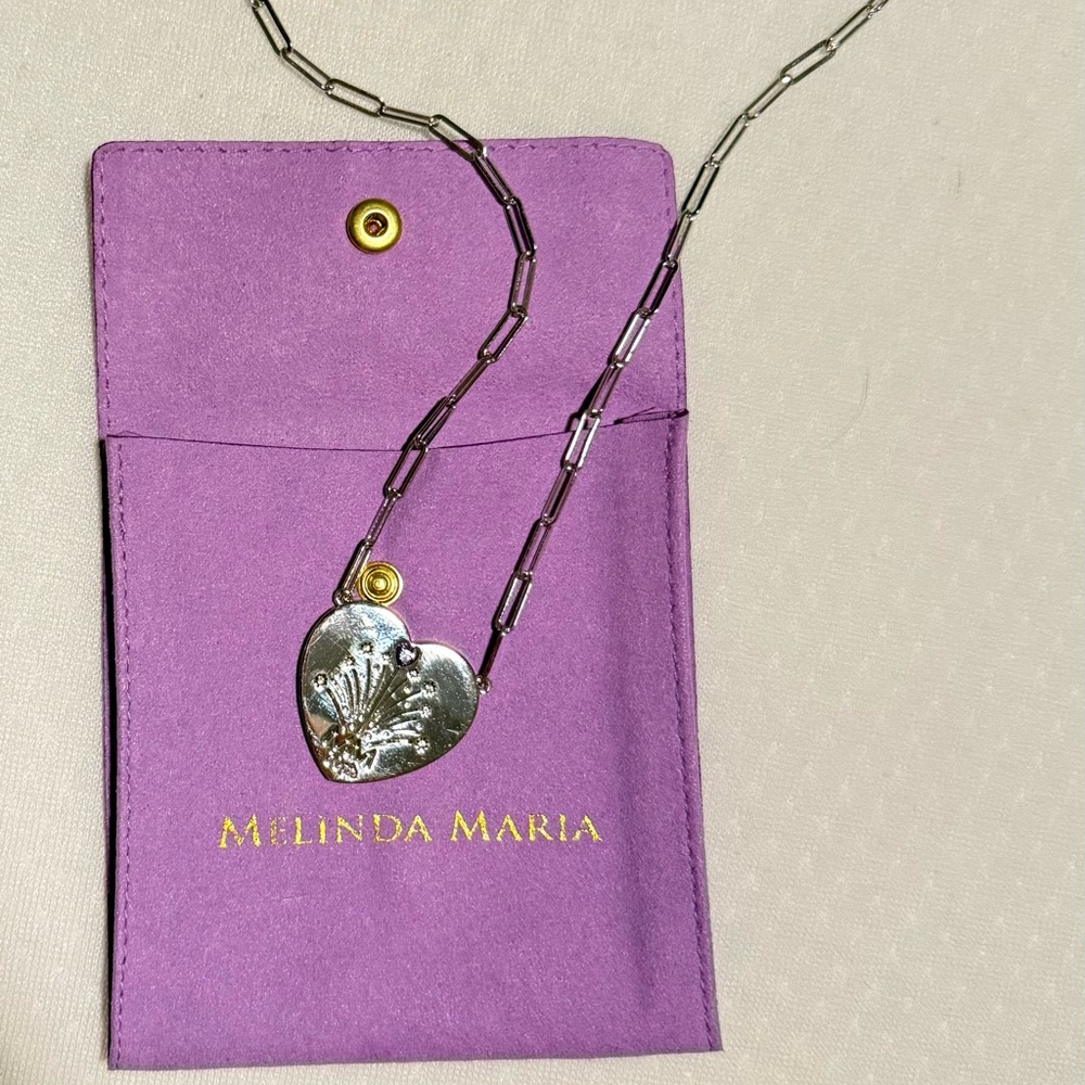 Melinda Maria Silver Heart Pendant Necklace